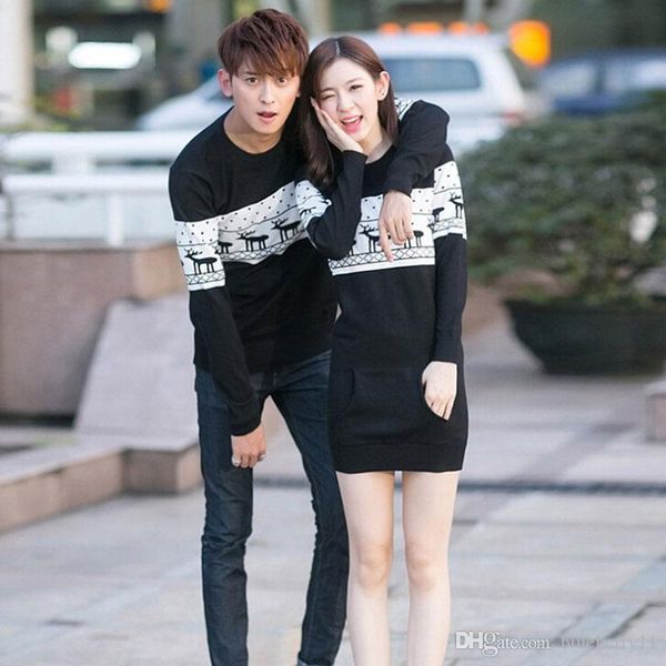 

Wholesale Men's Sweater With Deer Winter Couple Matching Christmas Sweaters Reindeer Pullover Knitted Brand Ugly Sweater free ship