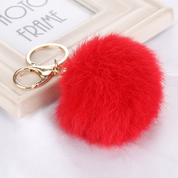 

real rabbit fur ball keychain 8cm fluffyl key chains ball pom poms plush pompon keychain car keyring bag dress earrings accessories, Silver