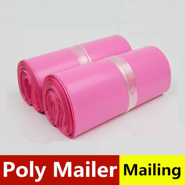 17 * 30 cm Rosa poli mailer envio de sacos de embalagem de plástico Lot produtos de correio por fontes de armazenamento Courier mailing autoadesivo pacote bolsa