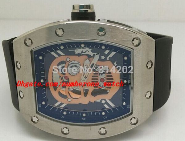 

luxury watches new super cool personalized tonneau hollow out skull dial skeleton dial watches mens, Slivery;brown