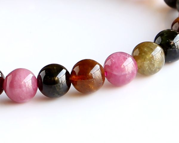 

genuine natural natural mix tourmaline finished stretch bracelet round beads 7mm fit jewelry diy beads 02972, Black