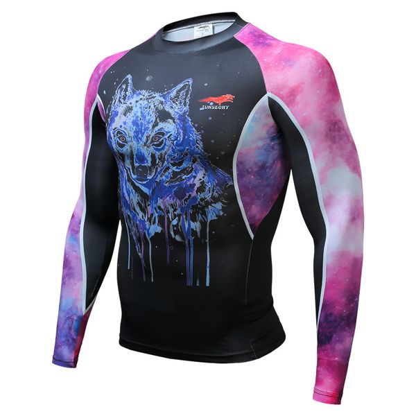 

Crossfit мужчины инженер тела супергерой быстрая сухая рубашка сжатия с длинными рук