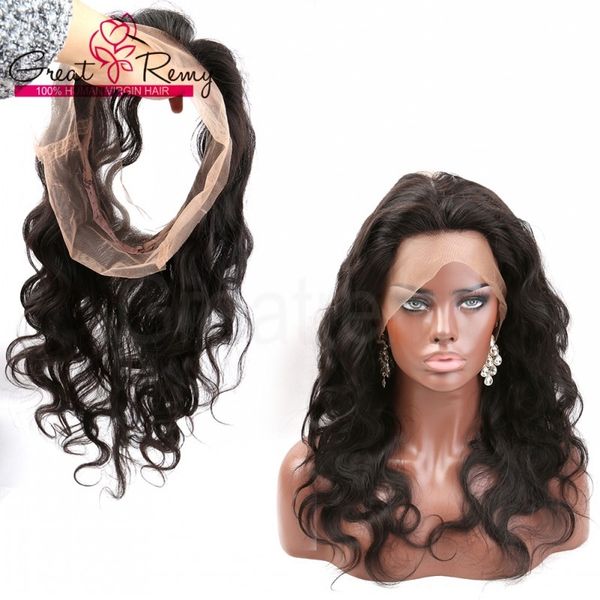 

360 lace frontal closure 22x4x2 inch brazilian virgin hair pre plucked unprocessed human hair body wave straight deep curl full lace band fr, Black