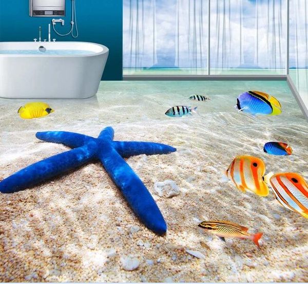 

3d pvc flooring custom p waterproof floor wall sticker ocean beach starfish fish decor painting 3d wall murals wallpaper for walls 3d