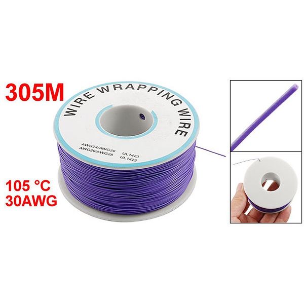 PCB Solder Cable Flexible 0.25MM Dia Tin Coated Copper Wire 30AWG 105 Celsius OK Line Wire-Wrapping Reel Cable Roll 9 Цвет 305M / 1000Ft