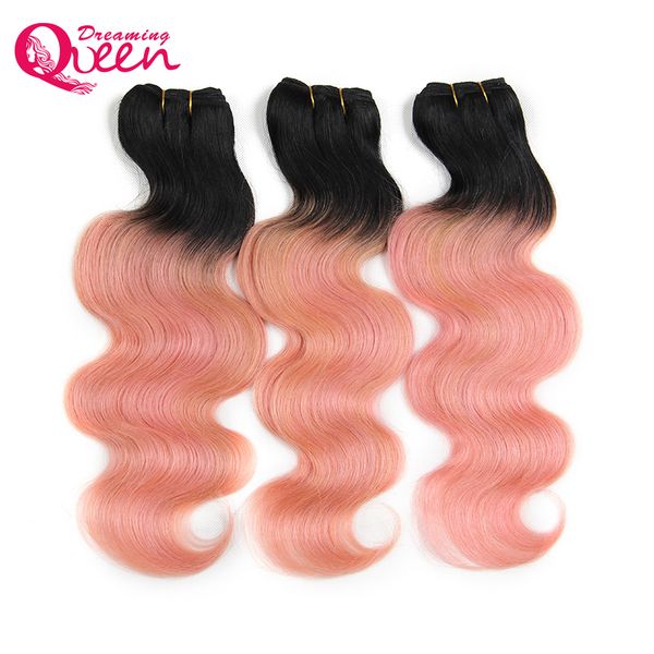 Colore oro rosa Ombre onda del corpo brasiliana Ombre estensioni dei capelli umani vergini tesse fasci di capelli 3 pacchi tessuto dei capelli Ombre spedizione gratuita