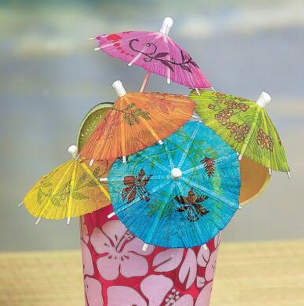 

50 pcs/lot paper cocktail parasols umbrellas drinks picks wedding event & party supplies holidays luau sticks