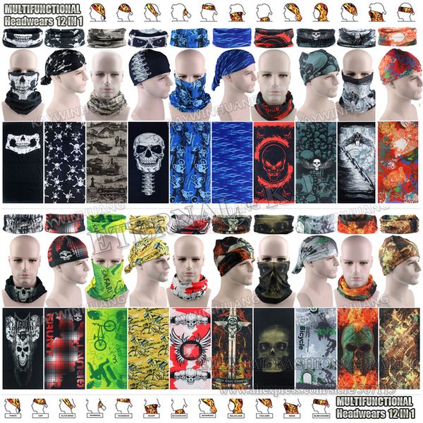 

10pcs/lot Various Fashion SKulls Designs Microfiber Mmotorcycle Bandana Multifunctional Seamless Headwear Headband Cycling Face Shield
