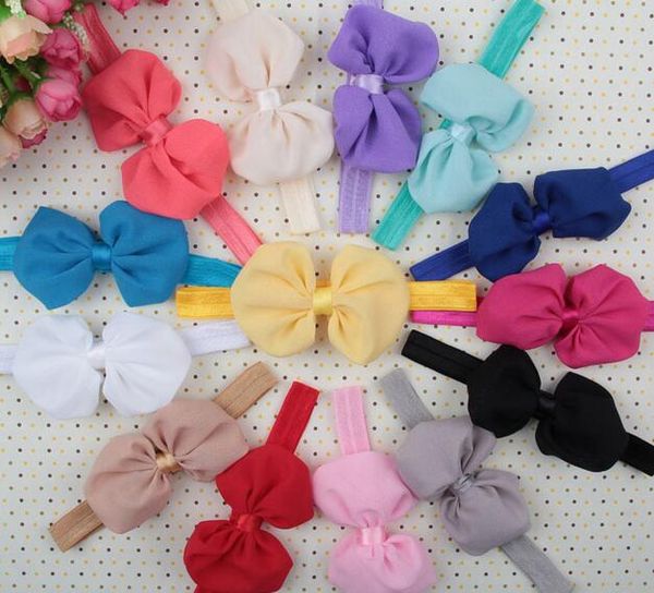 

baby girls newborn chiffon bowknot headbands hairband hair bow yh393, Slivery;white