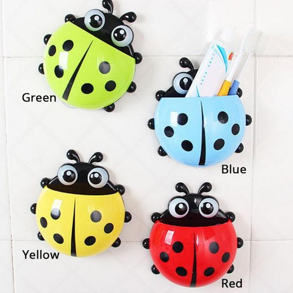 

wholesale- cartoon coccinella septempunctata/ sucker toothbrush holder suction hooks household items bathroom toothbrush rack