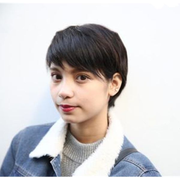 Human Hair Wigs Cheap Pixie Cut Short With Baby Hair African Hair Cut Style Brazilian Indian Peruvian Ladies Wig For Black Women Canada 2019 From