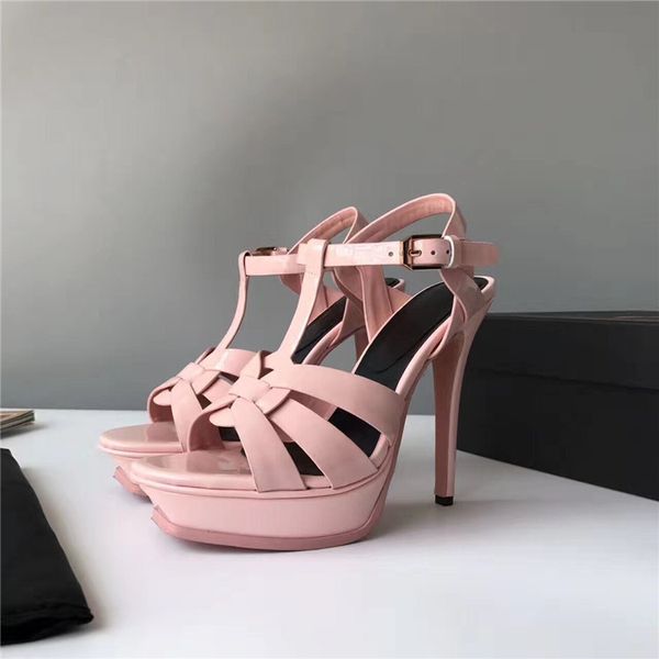

fashion women pumps lady peep baby pink patent leather platform high heel shoes party shoes sandals genuine leather, Black