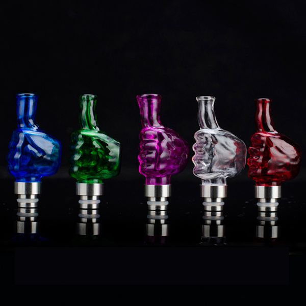 

Glass Drip Tips 22MM Wide Bore Drip Tips Mouthpiece Pyrex Glass Thumb shape Drip tip fit 510 RDA Atomizer high quality DHL Free
