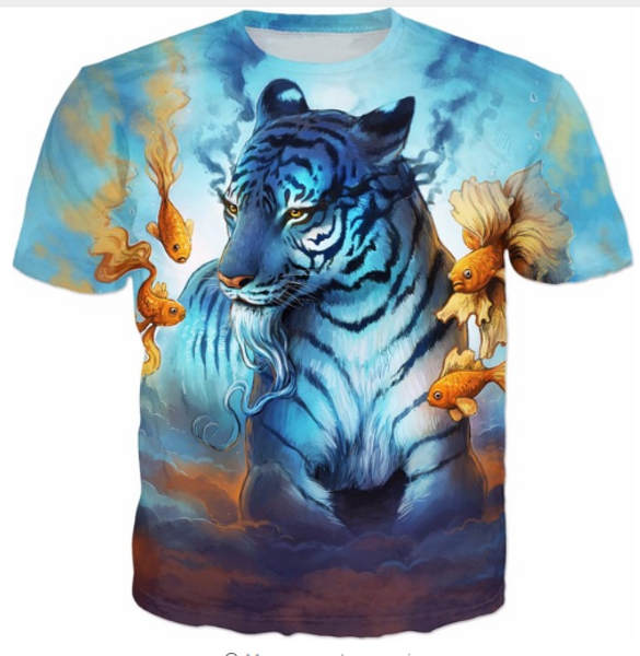 

животное новейшая мода мужская / женская футболка tiger ocean летний стиль смешной 3d печати повседневная футболка топы плюс размер aa237, White;black