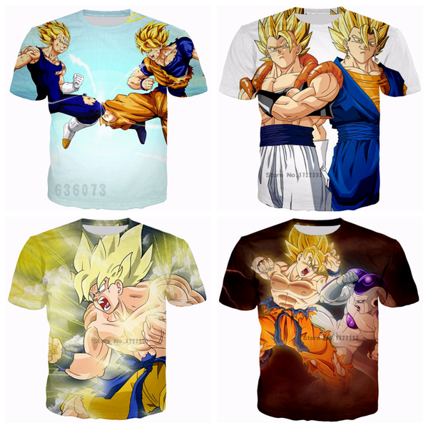 

2017 новые мужчины женщины лето повседневная футболка hipster 3d футболка dragon ball z гоку / вегета печати футболки топы s - - - 5xl aa641, White;black