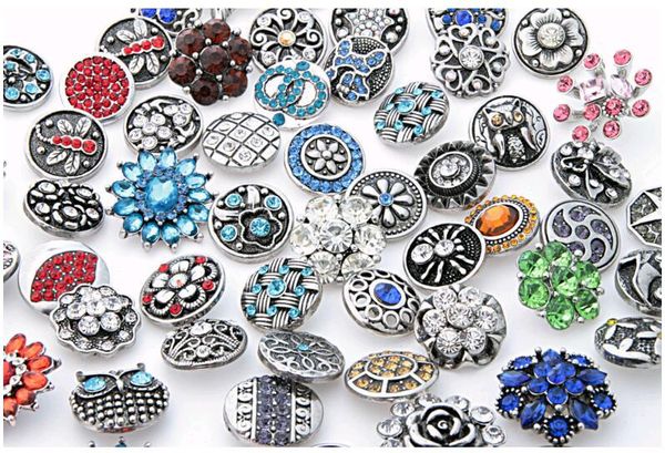 

fashion 18mm snap buttons with rhinestone crystal metal clasps diy noosa chunks jewelry accessories mix styles 50pcs