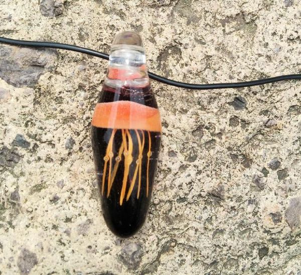 

jellyfish pendant new hand blown glass orange jellyfish black, Silver