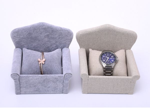 

[simple seven] brief korean linen jewelry display ice velvet lover watch sofa tray bracelet cases jewelry container, Black