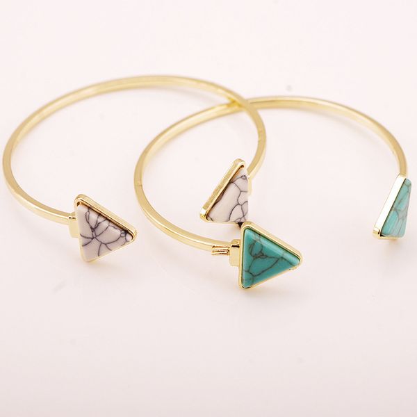 

fashion bangles for women white turquoise charms for bracelets adjustable opening bracelets gold alloy bangles, Black
