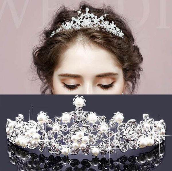 

Wedding Dresses Hair Accessories Shinny Wedding Bridal Crystal Tiara Crown Headband Flower Hair Accessories for party
