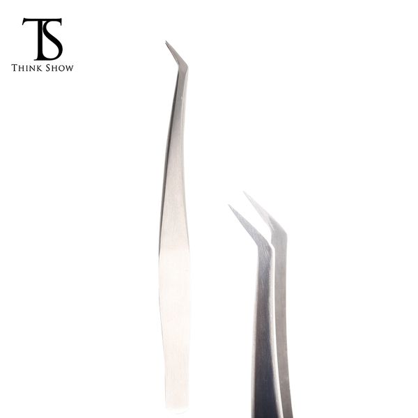 

2 Pcs Stainless Steel Tweezers Curved Eyelash Tweezers for Eyelash Extension False Eye Lashes Makeup Tools Eyelash Removal Tweezers