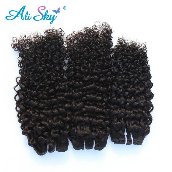 

ali sky products peruvian kinky curly hair human weave 1piece can buy 3 or 4 for a head can be dyed texture nonremy, Black;brown