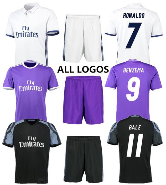 

Thai quality occer jer ey real madrid home away third game uniform 16 17 men football club et kid kit polo hirt cu tomized mix order, Black;yellow