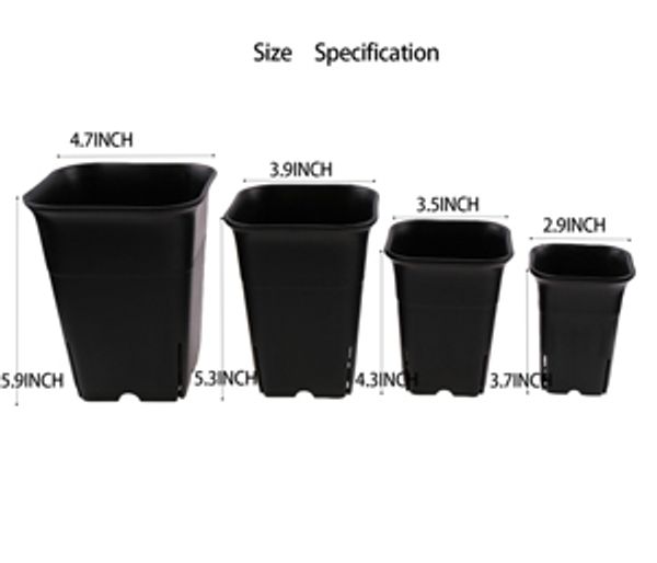 2021 4 Size Option Square Nursery Plastic Flower Pot For Indoor Home