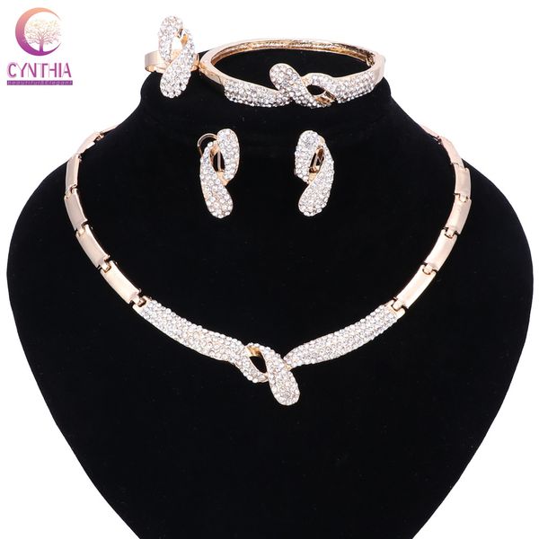 

fashion big african beads jewelry set exquisite dubai gold color crystal necklace jewelry set nigerian wedding bridal bijoux, Black