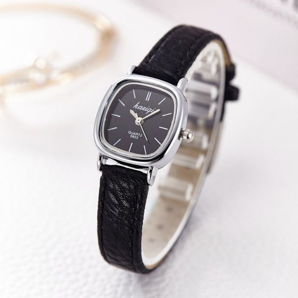 

new female leather watches women fashion bracelet watch geneva ladies women girl silver casual quartz wrist watch, Slivery;brown
