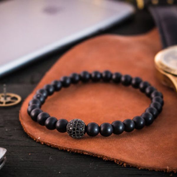 

Новый мужской браслет вулканическая порода натуральный камень сплав серебро мод