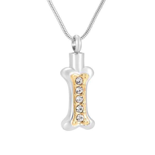 

wholesale stainless steel shiny dog crystal bone pet cremation jewelry pendants girl boy ing, Silver