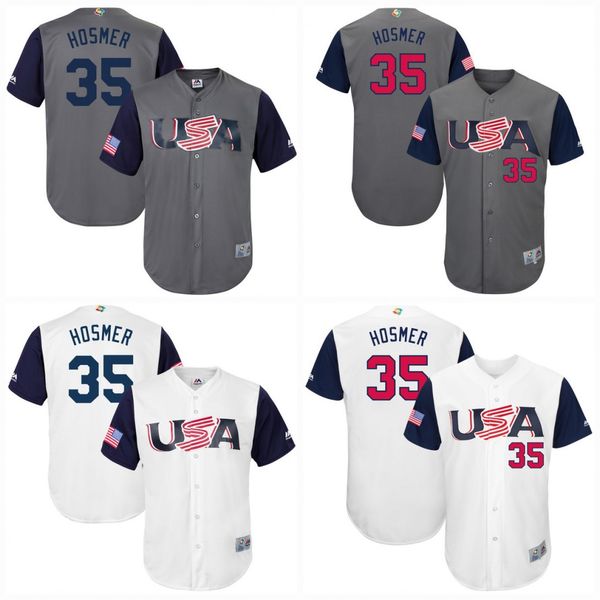 

#35 Eric Hosmer Men USA 2017 World Baseball Classic Jerseys 100% Stiched Embroidery Logos Mix order Baseball Jerseys S-3XL