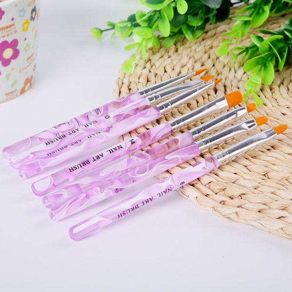 

7pcs/set new nail art brush kit acrylic nail art tips builder pen set brushes holder stand diy nail art tools, Yellow