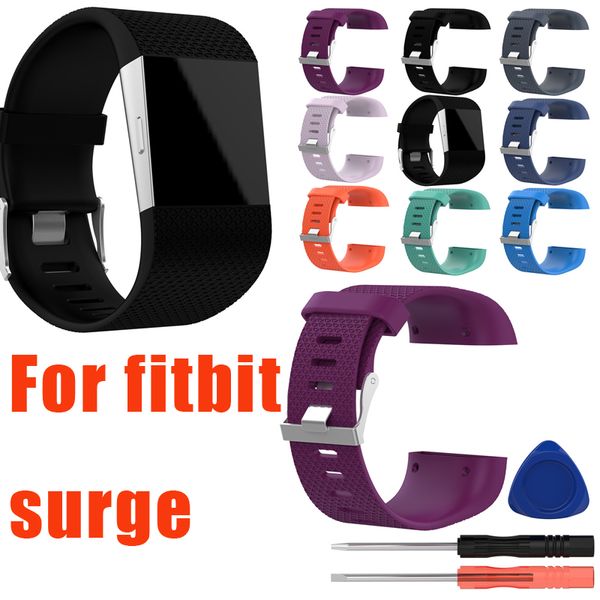 Per Fitbit Surge Heart Rate Smart Wristband Bracelet Cinturino da cintura indossabile Cinturino di ricambio in silicone con kit di attrezzi pk carica 2 alta