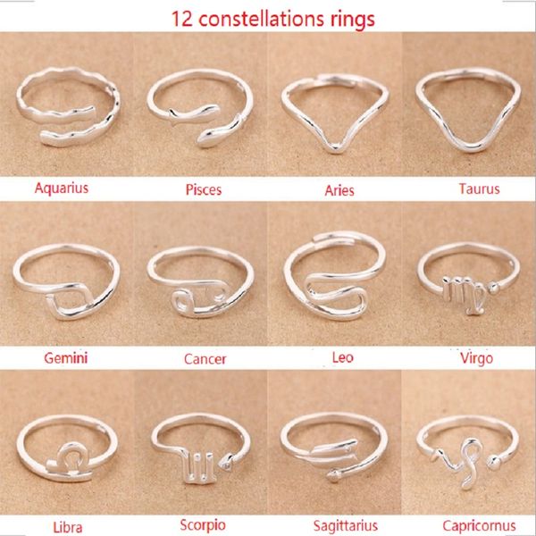

стерлингового серебра 925 кольца созвездий для женщин bijoux ювелирные изделия регулируемый открытие свободный размер кольца перста, Silver