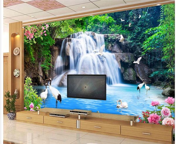 

waterfall landscape water landscape 3d tv wall mural 3d wallpaper 3d wall papers for tv backdrop
