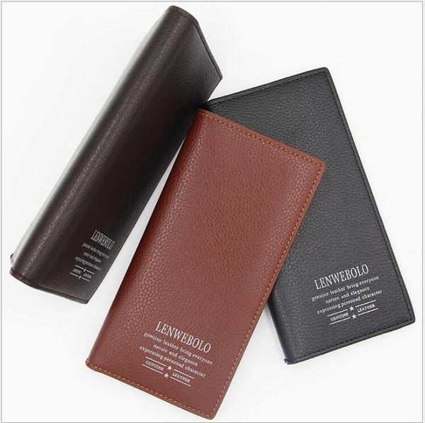 

selling business men's wallet with long and thin large capacity multi-card color new fire wallet wallet, Red;black