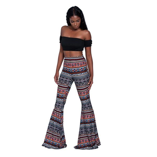 

Fashion Women Flared Legged Palazzo Bell Bottom Boho floral Pants Stretch High Waist yellow boot cut pants