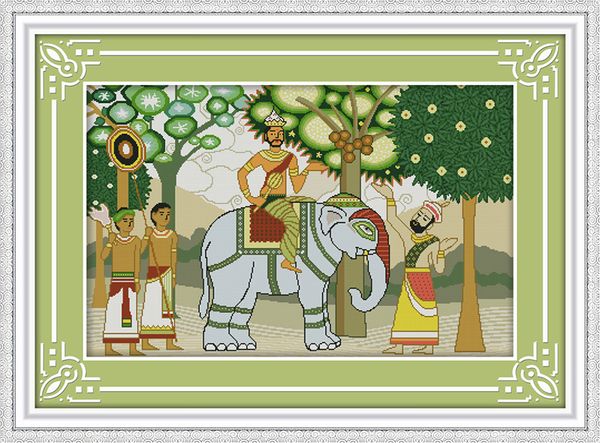 Южная Азия Любовные чувства Слон роспись, ручной работы крестом ремесло инструменты вышивка рукоделие наборы подсчитанные напечатаны на холсте DMC 14CT / 11C