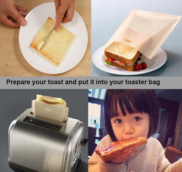 

new non stick reusable heat-resistant toaster bags sandwich fries heating bags kitchen accessories cooking tools gadget kd1