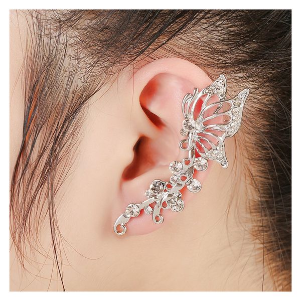 

XOWSHINE Новое прибытие преувеличенное Rhinestone бабочка клип серьги уши Ear Earring Модные для женщин девушки ювелирные изделия Brincos