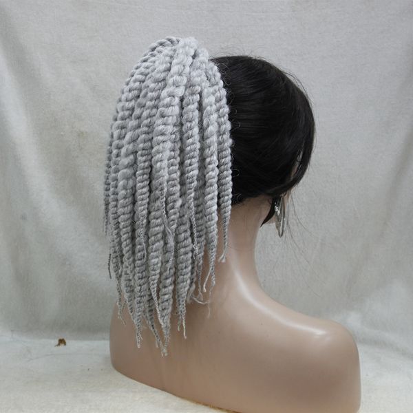 

2017 новая мода афро кудрявый вьющиеся переплетения хвостик причесок серый клип на