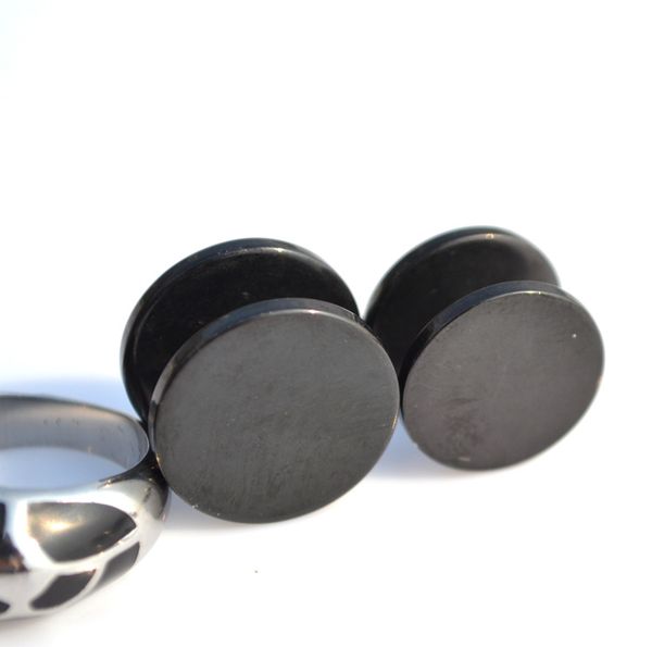 

большой круглый из нержавеющей стали черный панк уха шпильки мужчины и женщины серьги с 16/18 мм, Golden;silver