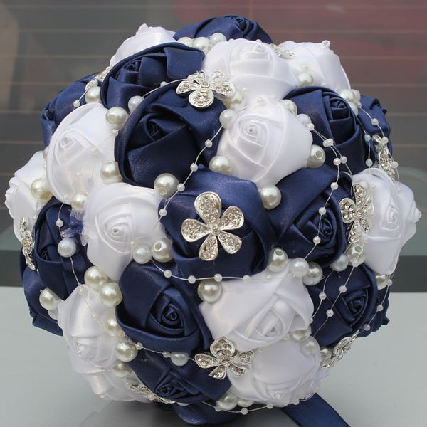 Navy And White Wedding Bridal Bouquets Wedding Supplies Artificial