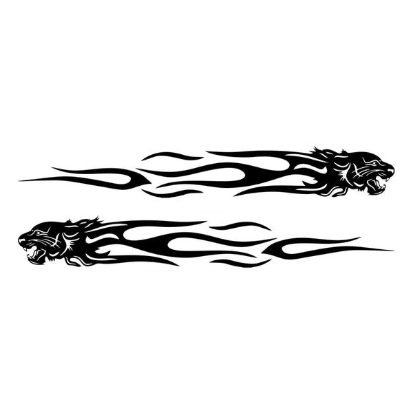 22 * 3 cm 2x Şık Kaplan Alev Sticker Vinil Çıkartması Yaratıcı Araba Çıkartmaları Araba Styling Çıkartmaları Siyah / Gümüş C9-1524