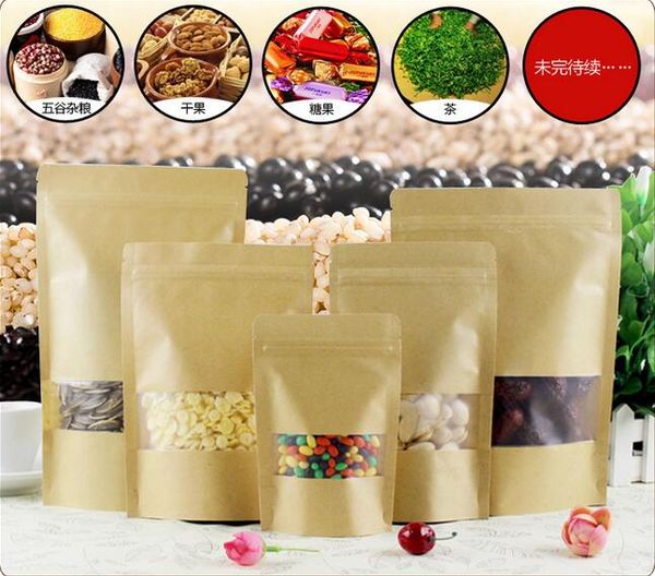 

food moisture-proof bags kraft paper with aluminum foil lining stand up pouch ziplock packaging bag for snack candy cookie baking
