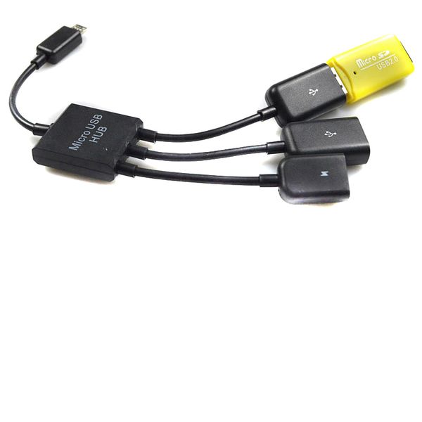 3 In 1 Micro USB Power Lade OTG Hub Kabel Adapter Konverter Extender Für Mobiltelefone Für Samsung Galaxy 200pcs