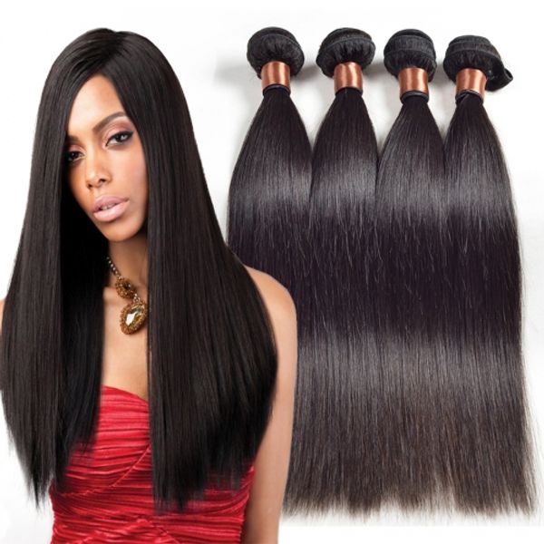 

8a indian straight weaves remy human hair extensions dyeable 3pcs/lot no shedding tangle unprocessed human virgin hair weaves, Black