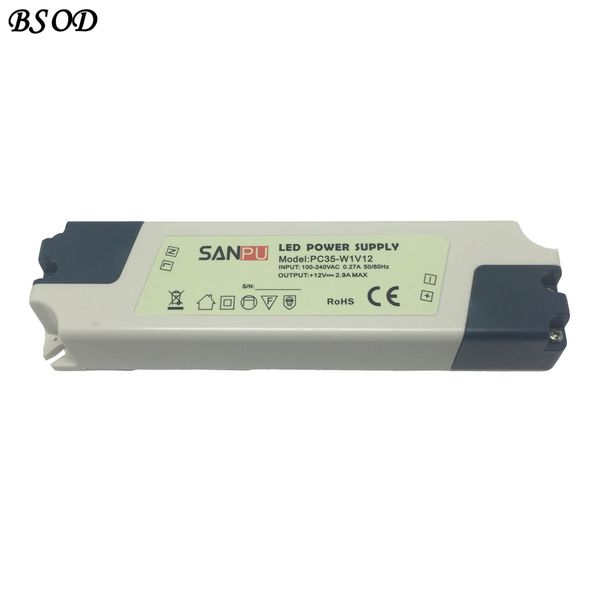 

sanpu led блок питания 12в 35w постоянн напряжения тока одновыходовое использования внутри помещений класс защиты ip44 пластиковый корпус ма